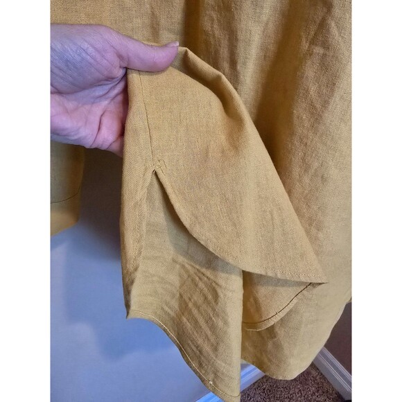 Tahari mustard yellow linen shirt women's size xs - Picture 6 of 7